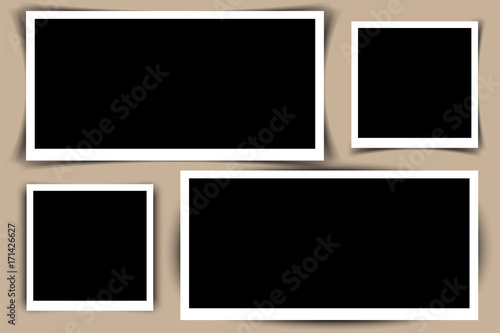 Set of Retro photo frames with shadows. Vector illustration. EPS10