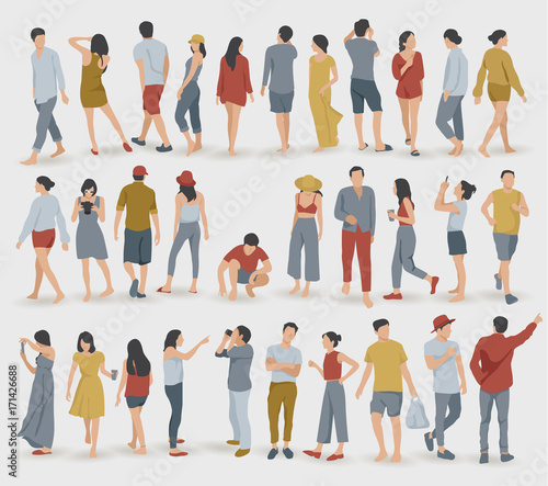 Crowd of People on White Background : Vector Illustration