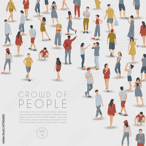 Crowd of People on White Background : Vector Illustration