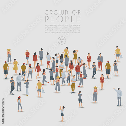 Crowd of People on White Background : Vector Illustration