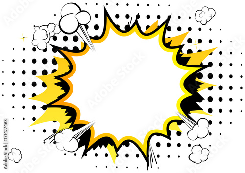 Vector illustrated comic book style background with speech bubbles.