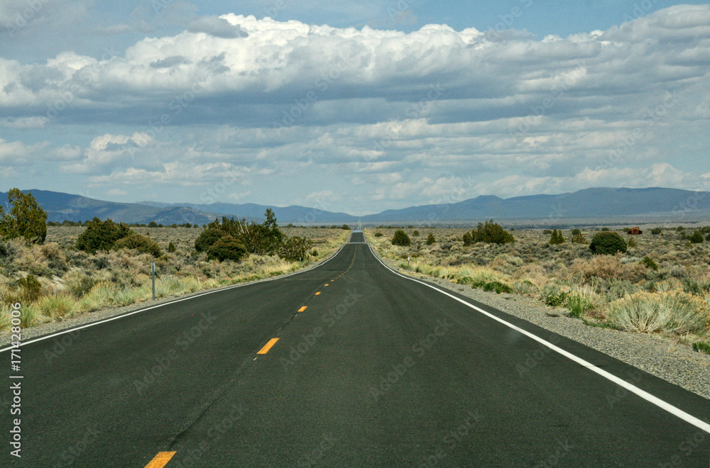 A very long long straight road throug american desert A very long long straight road throug american desert