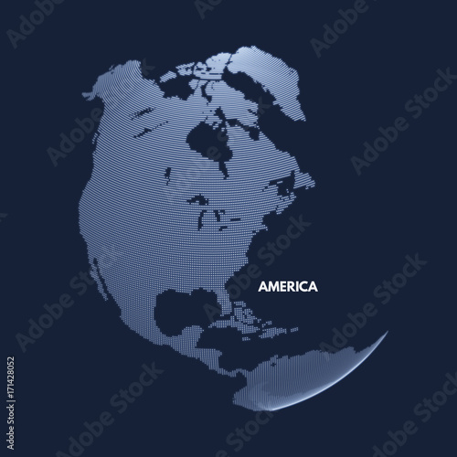 North America. Earth globe. Global business marketing concept. Dotted style. Design for education, science, web presentations.