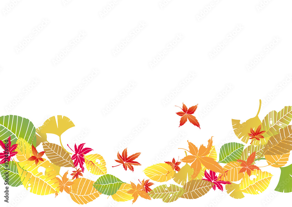 風に舞う落ち葉の背景イラスト オーナメント Leaf Background 白背景 Stock Vektorgrafik Adobe Stock