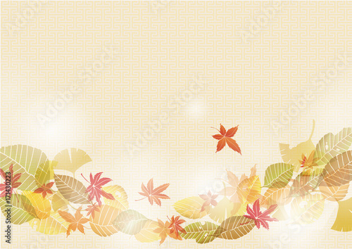 風に舞う落ち葉の背景イラスト オーナメント Leaf Background 白背景 Stock Vector Adobe Stock