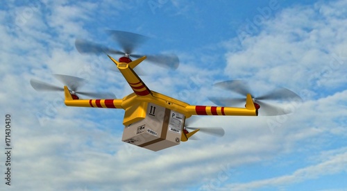  delivery drone - drone delivery a package - drone fast delivery concept 