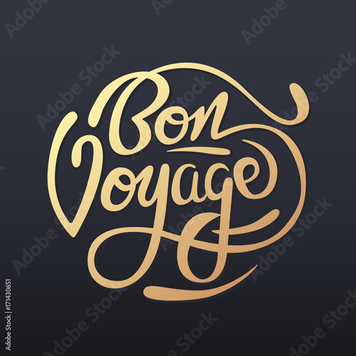 Bon voyage sign handwritten vector illustration