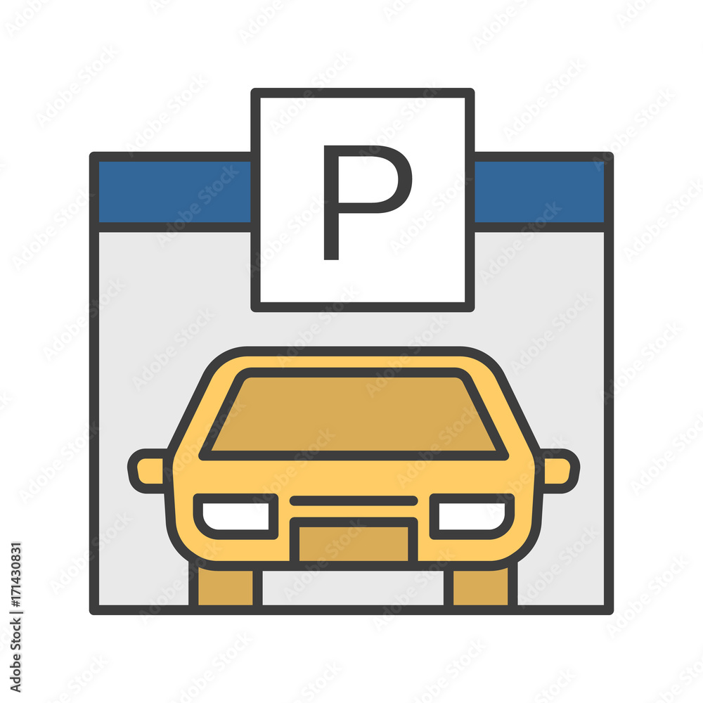 Parking place, carpark, auto shed color icon Parking place, carpark, auto shed color icon