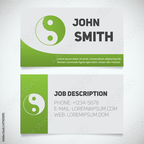 Business card print template with yin yang logo