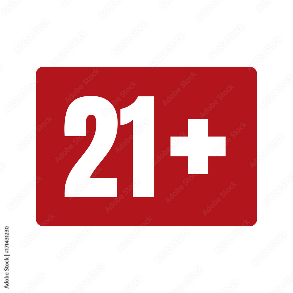 Limit age icon on red background. Icons age limit vector flat illustration. Limit age icon on red background. Icons age limit vector flat illustration.
