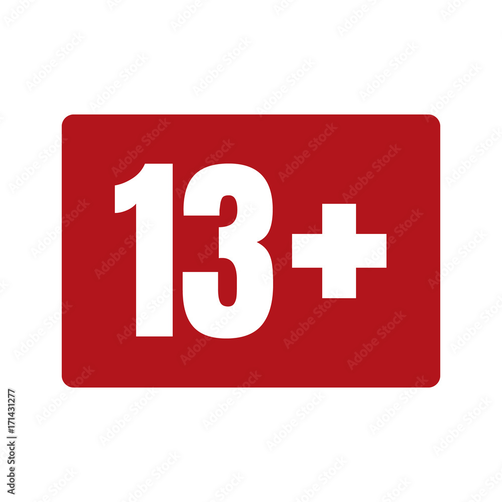 Limit age icon on red background. Icons age limit vector flat illustration. Limit age icon on red background. Icons age limit vector flat illustration.