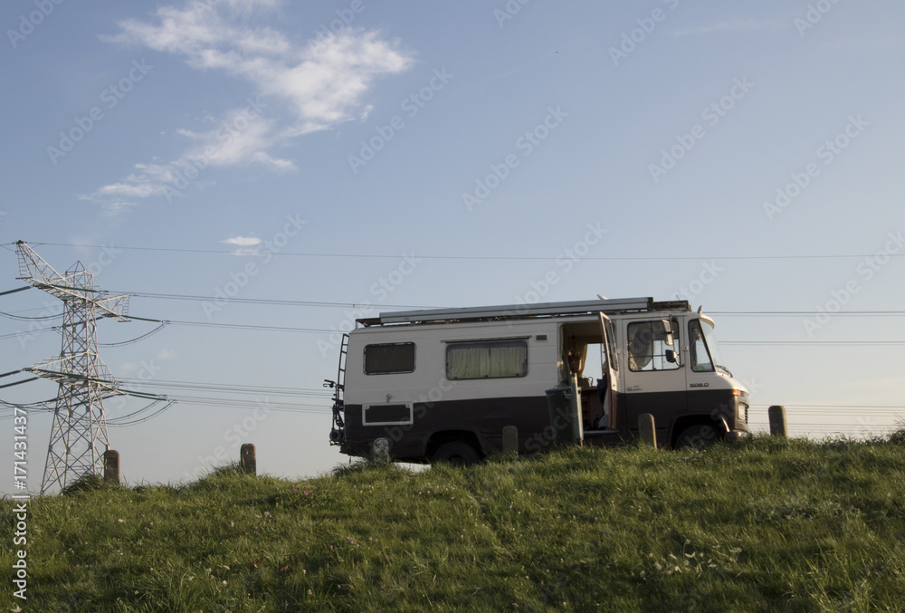 motor home parking on a dike