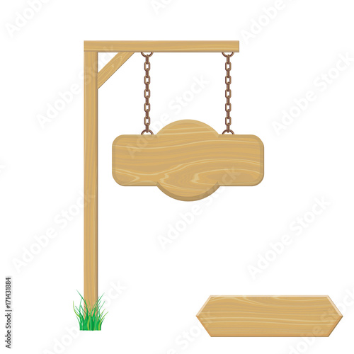 Blank wooden signboard hang...