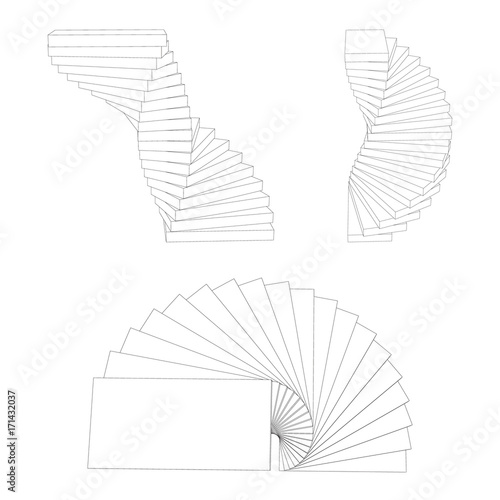 Spiral staircase set. Isola...