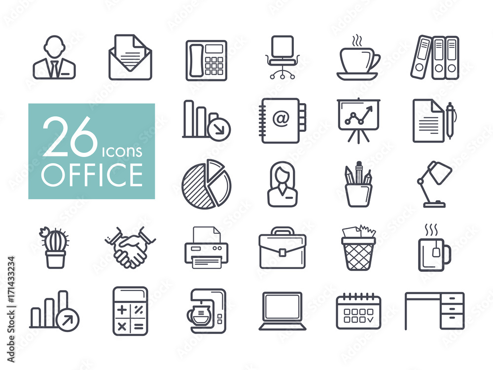 Outline web icon set - Office Outline web icon set - Office