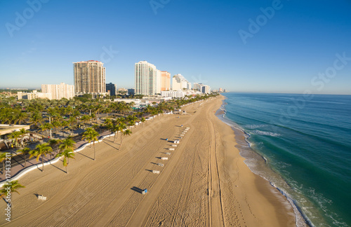 Sunrise at Fort Lauderdale Beach aerial video © aiisha