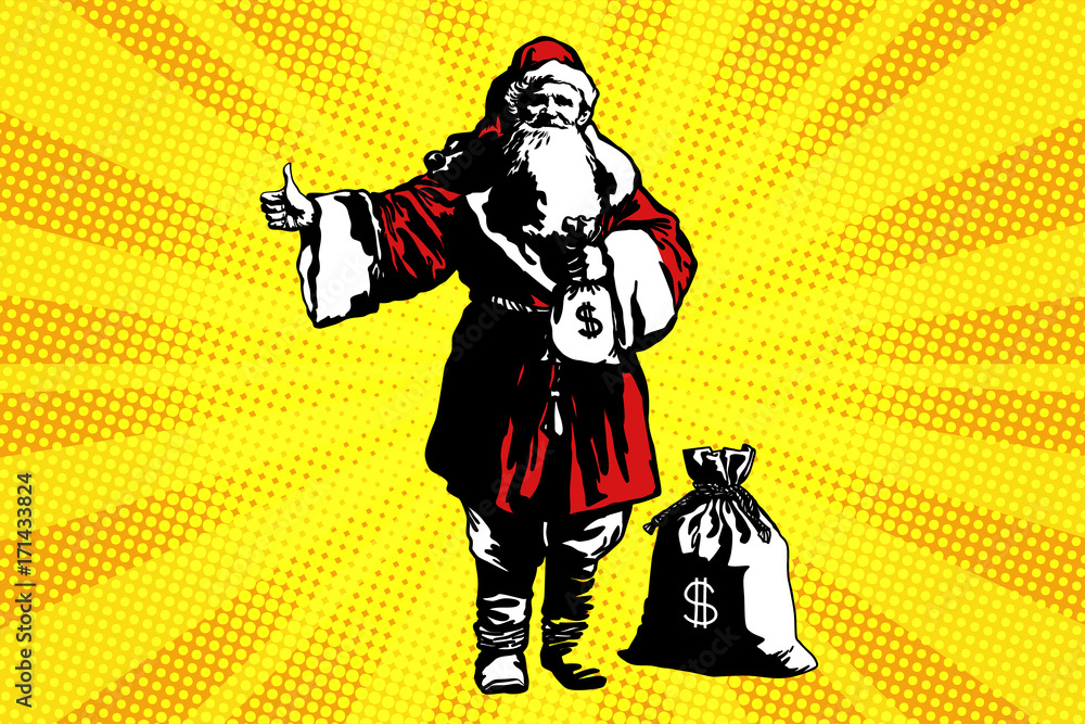 Santa Claus with a bag of money Santa Claus with a bag of money