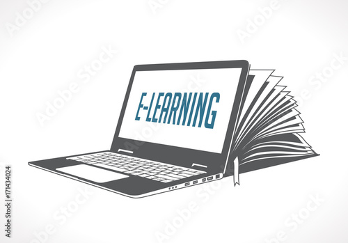 Elearning logo - ebook, e-learning and knowledge base concept