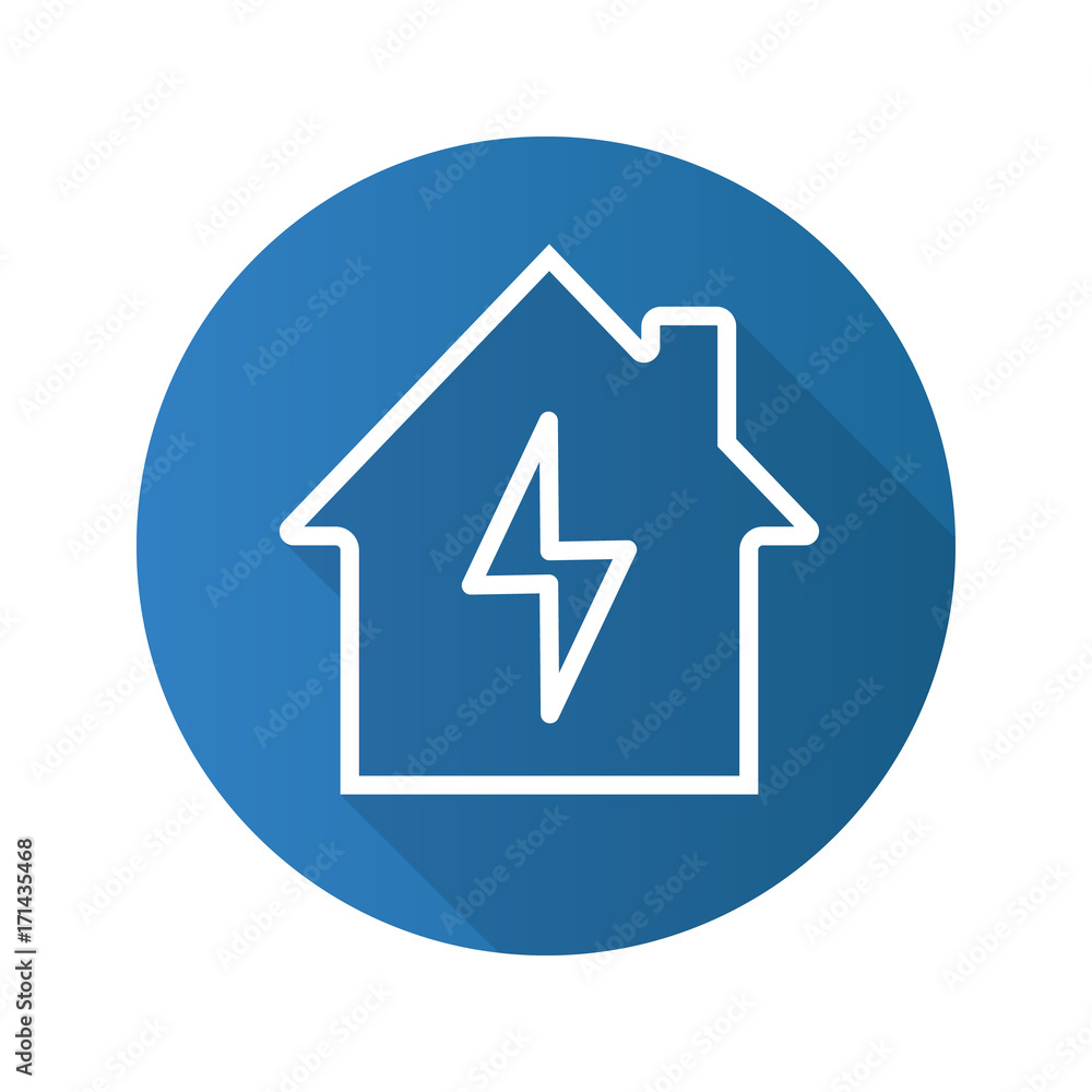 Home electrification flat linear long shadow icon Home electrification flat linear long shadow icon