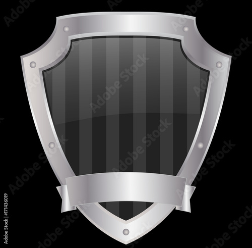 empty shield with metallic frame - vector