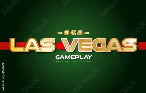 las vegas word text logo banner postcard design typography