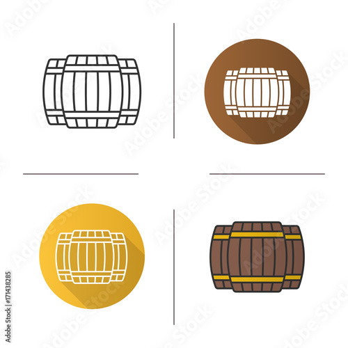 Alcohol wooden barrels icon