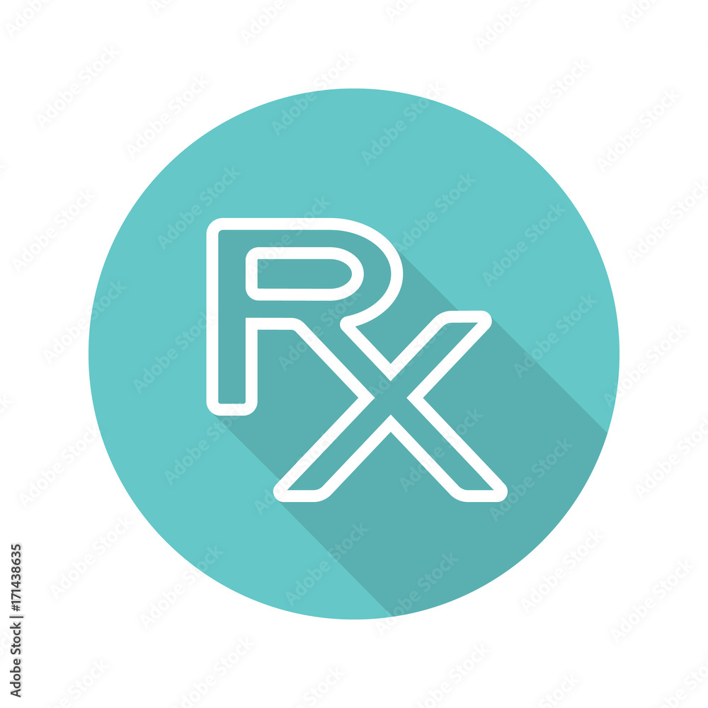 RX flat linear long shadow icon RX flat linear long shadow icon