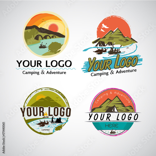 Adventure and camping logo template set - vector illustrationAdventure and camping logo template set - vector photo