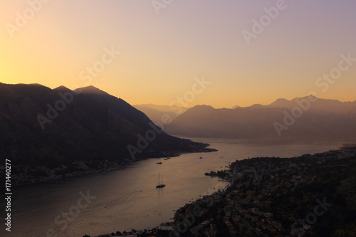 Kotor bay at sunset, Montenegro