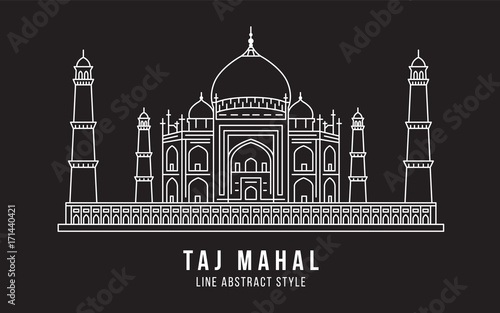 Landmark Building Line art Vector Illustration design - Taj Mahal india