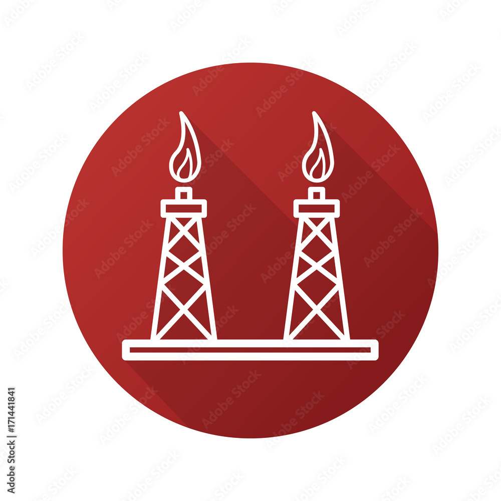 Gas towers flat linear long shadow icon Gas towers flat linear long shadow icon