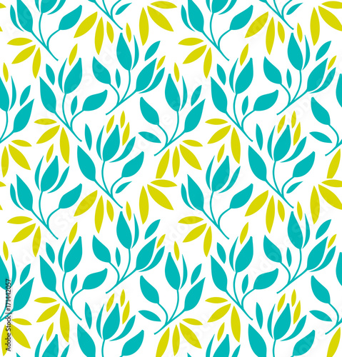 Seamless pattern with flowers and leaves. Vector floral background