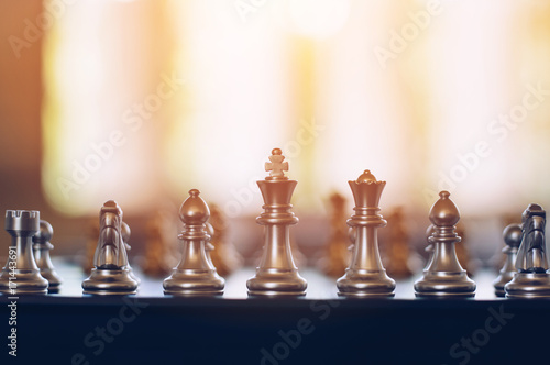 Chess on chessboard game business concept selective focus.