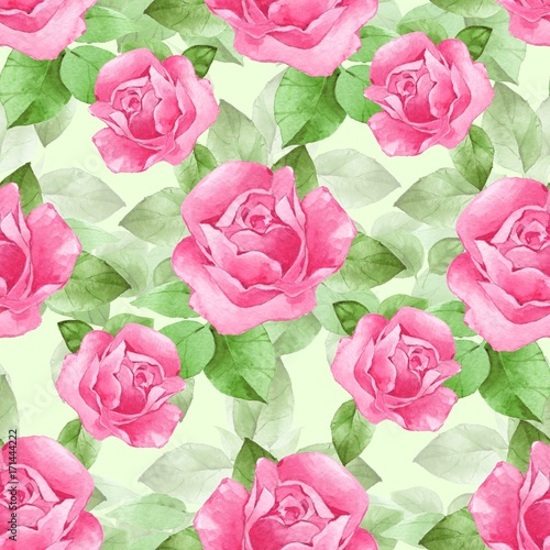 Floral seamless pattern. Watercolor background with beautiful roses 3