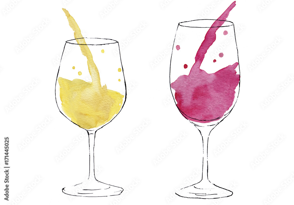 ワインを注ぐ 水彩とペンのイラスト Stock Illustration Adobe Stock