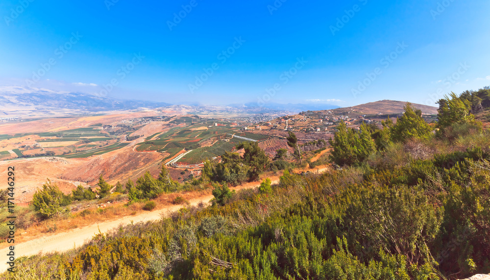 Obraz premium Scenic view on Hula Valley, North Israel.