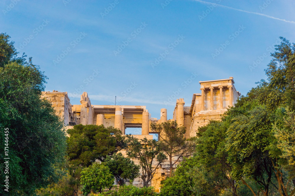 view of Historic Old Acropolis of Athens, Greece