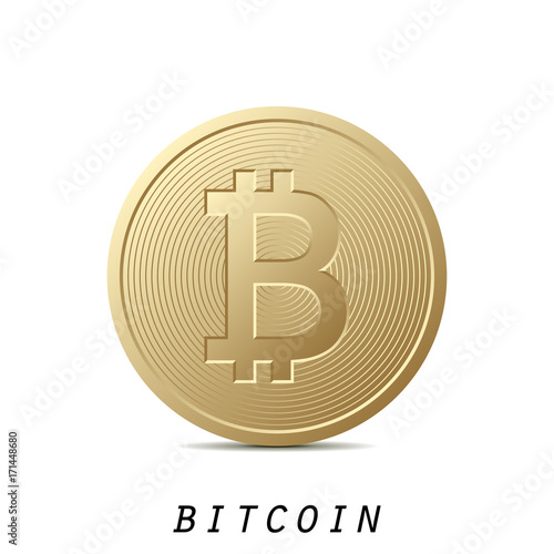 Bitcoin icon isolated on white background. Design element for Your business project. Golden bitcoin. Vector Illustration