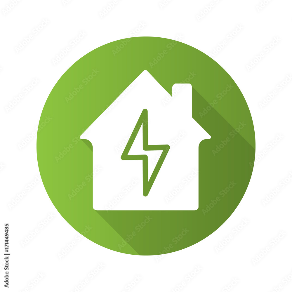 Home electrification flat design long shadow glyph icon Home electrification flat design long shadow glyph icon