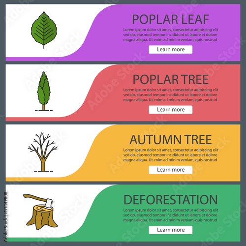 Trees web banner templates set