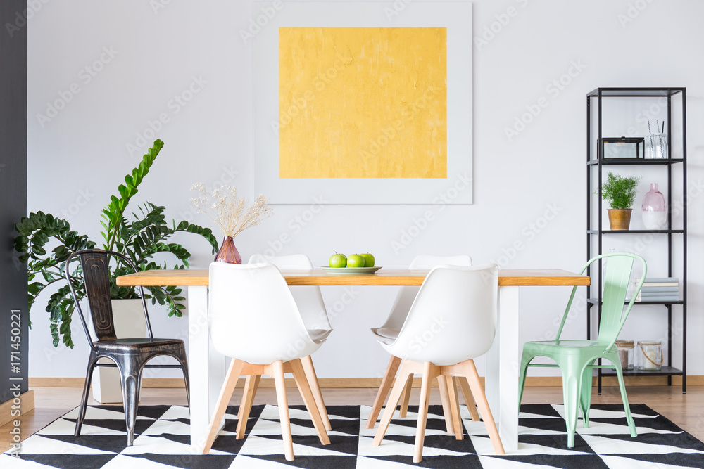 Gold painting in dining room Gold painting in dining room