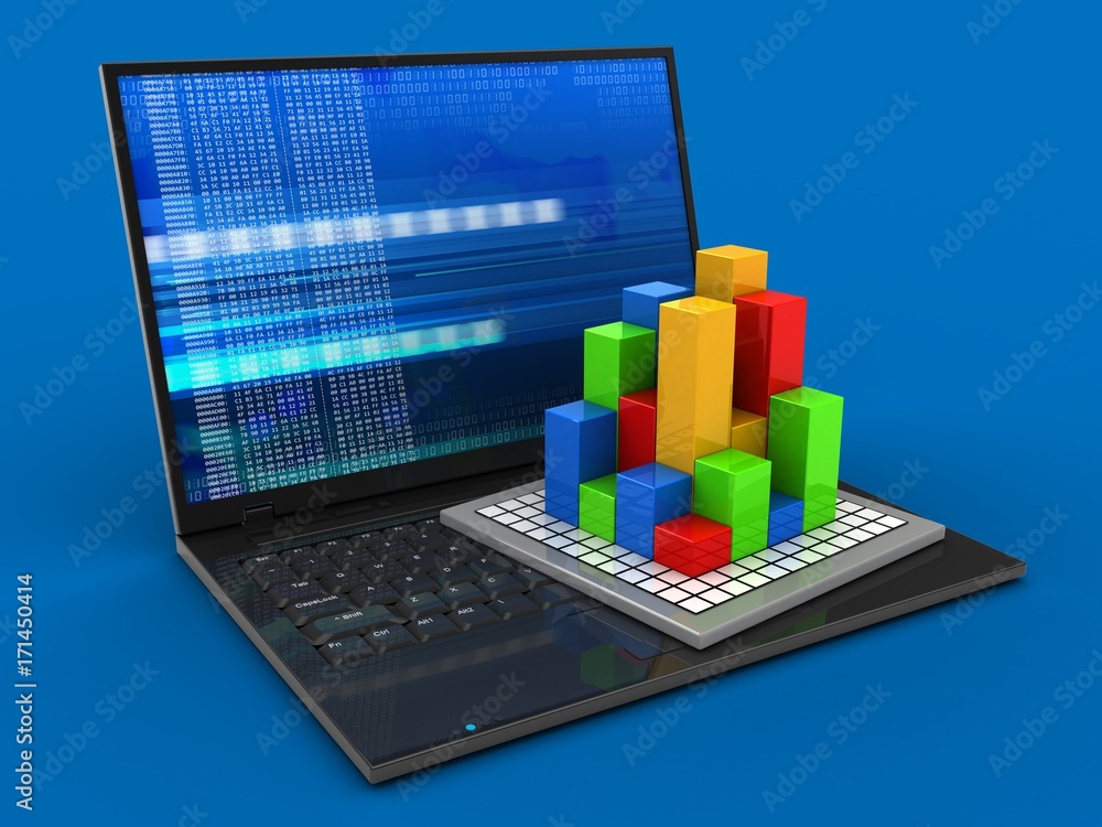 3d laptop computer and diagram 3d laptop computer and diagram