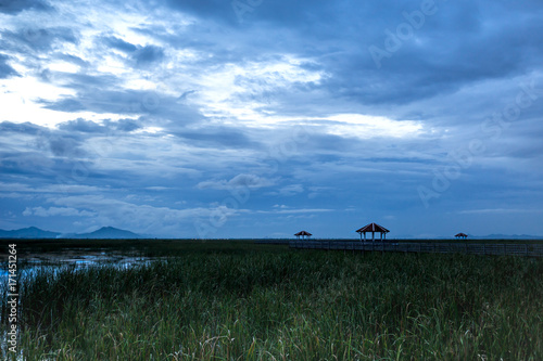 Blue sky over lake in Sam Roi Yod National Park Pran Buri
