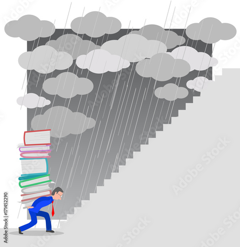 Busy man near staircase vector