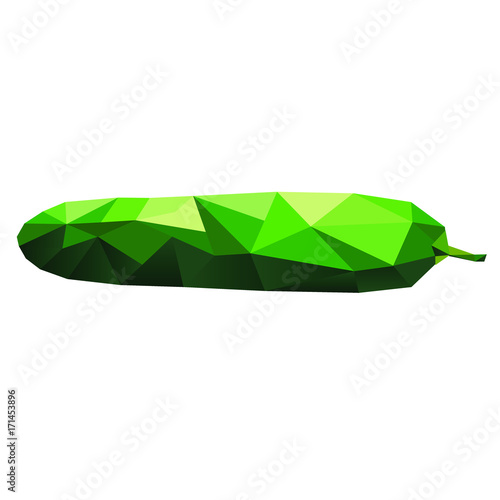 cucumber in polygonal geometrical mosaic origami style, vector illustration