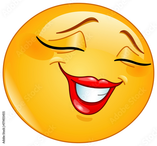 Smiling shyly female emoticon