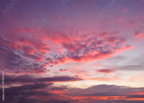 red and blue clouds in the evening sky