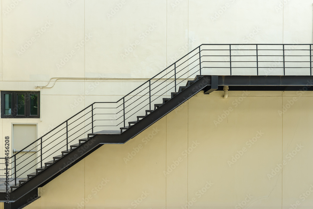 stair for fire escape with the steel railing and ladder stair for fire escape with the steel railing and ladder