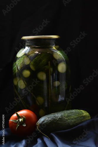 marinated cucumbers and tomatoes
