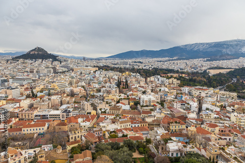Panorama of Athens and Lycabettus Hill in the background, Athens, Greece